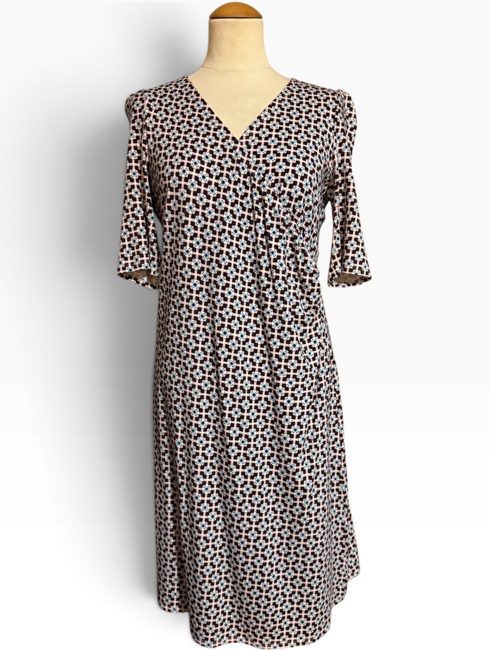 Gerard Darel V-Neck Faux Wrap Midi Dress Geometric Multicolor Size 42